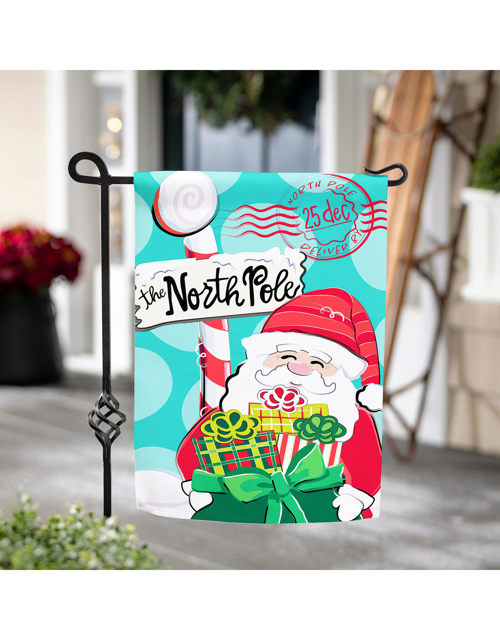 Evergreen Enterprises North Pole Welcome Burlap Garden Flag