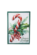 Evergreen Enterprises Season's Greetings Candy Cane Burlap Garden Flag