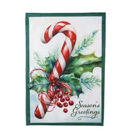 Evergreen Enterprises Season's Greetings Candy Cane Burlap Garden Flag