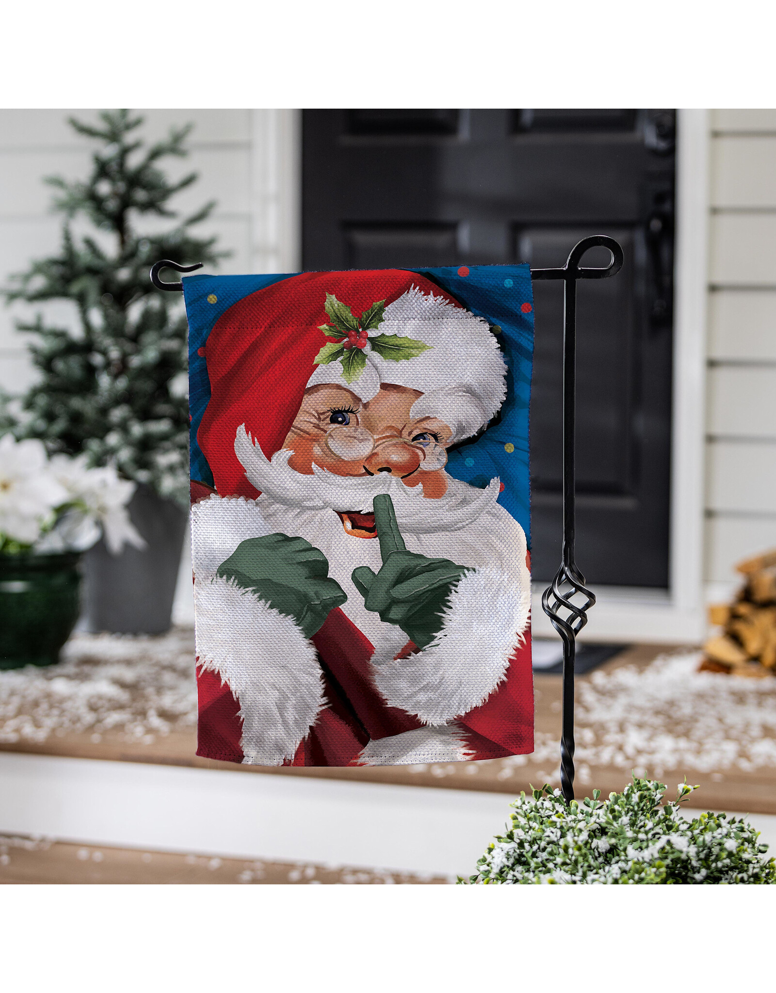 Evergreen Enterprises Traditional Santa Portrait Burlap Garden Flag