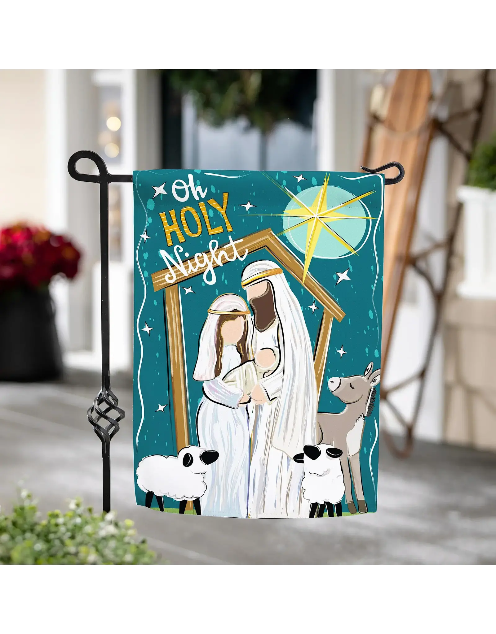 Evergreen Enterprises Oh Holy Night Burlap Garden Flag