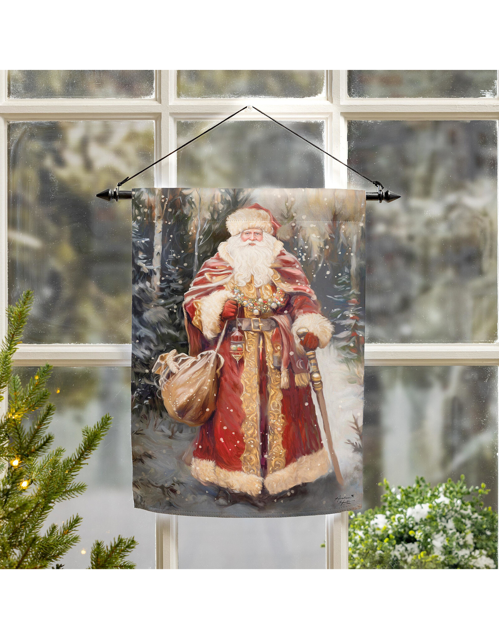 Evergreen Enterprises Victorian Santa Suede Garden Flag
