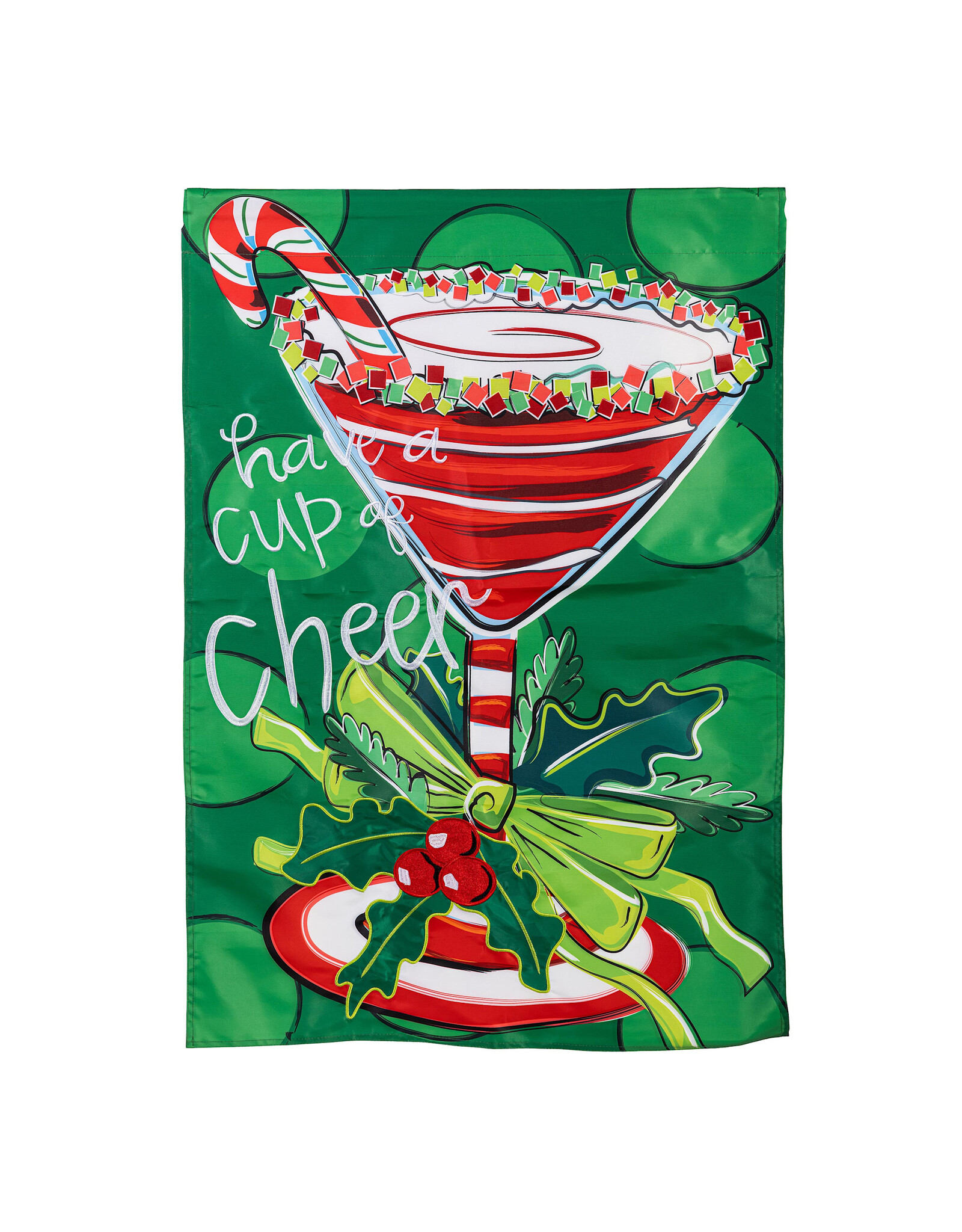 Evergreen Enterprises Have A Cup Of Cheer Applique House Flag