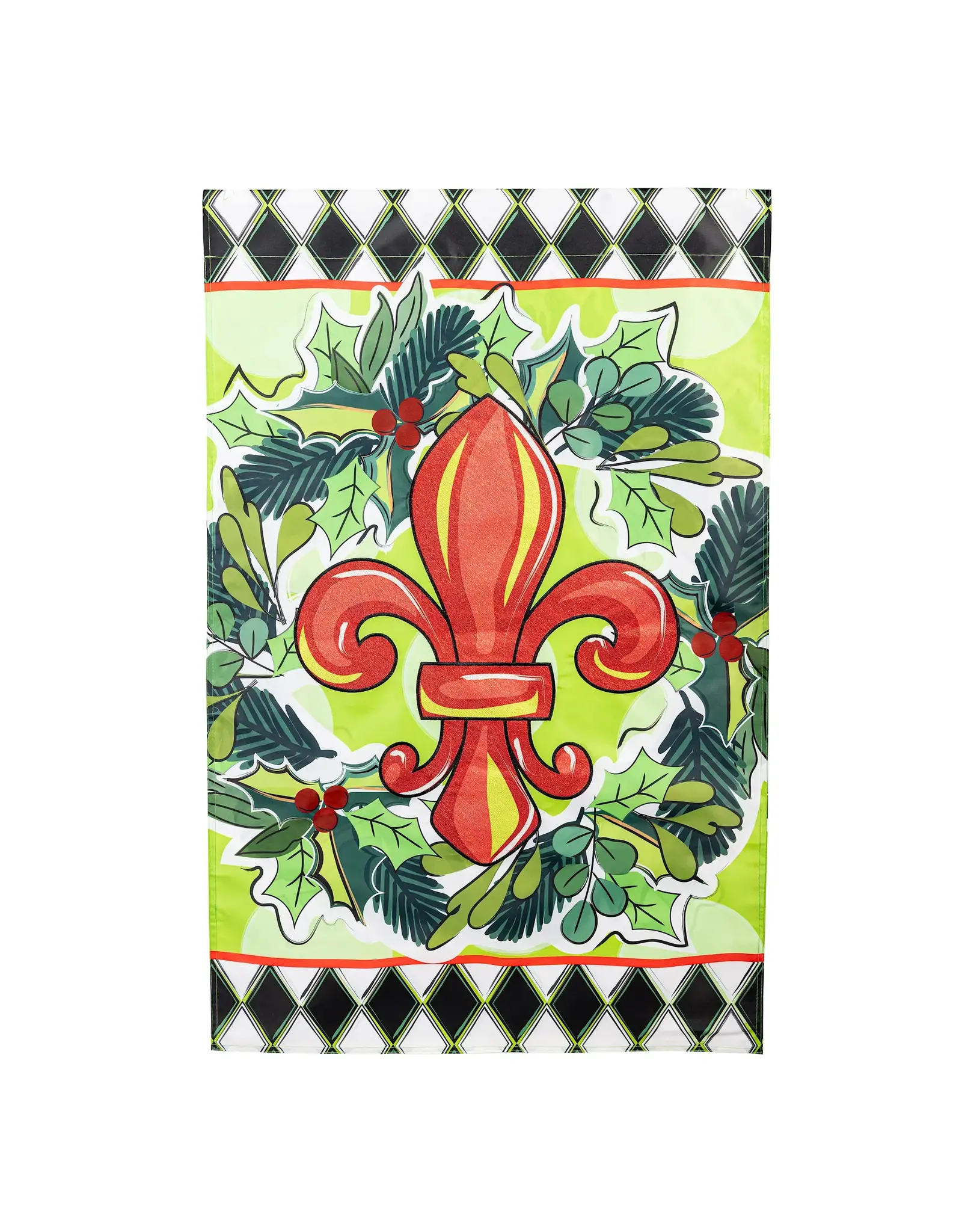 Evergreen Enterprises Holiday Fleur De Lis Applique House Flag