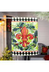 Evergreen Enterprises Holiday Fleur De Lis Applique House Flag
