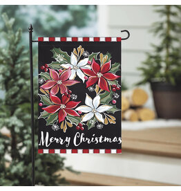 Evergreen Enterprises Poinsettia Wreath Applique Garden Flag