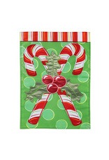 Evergreen Enterprises Candy Cane Christmas Applique Garden Flag