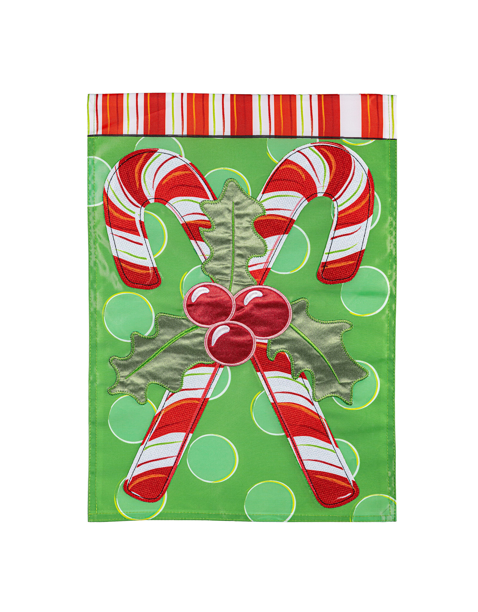 Evergreen Enterprises Candy Cane Christmas Applique Garden Flag