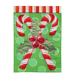 Evergreen Enterprises Candy Cane Christmas Applique Garden Flag
