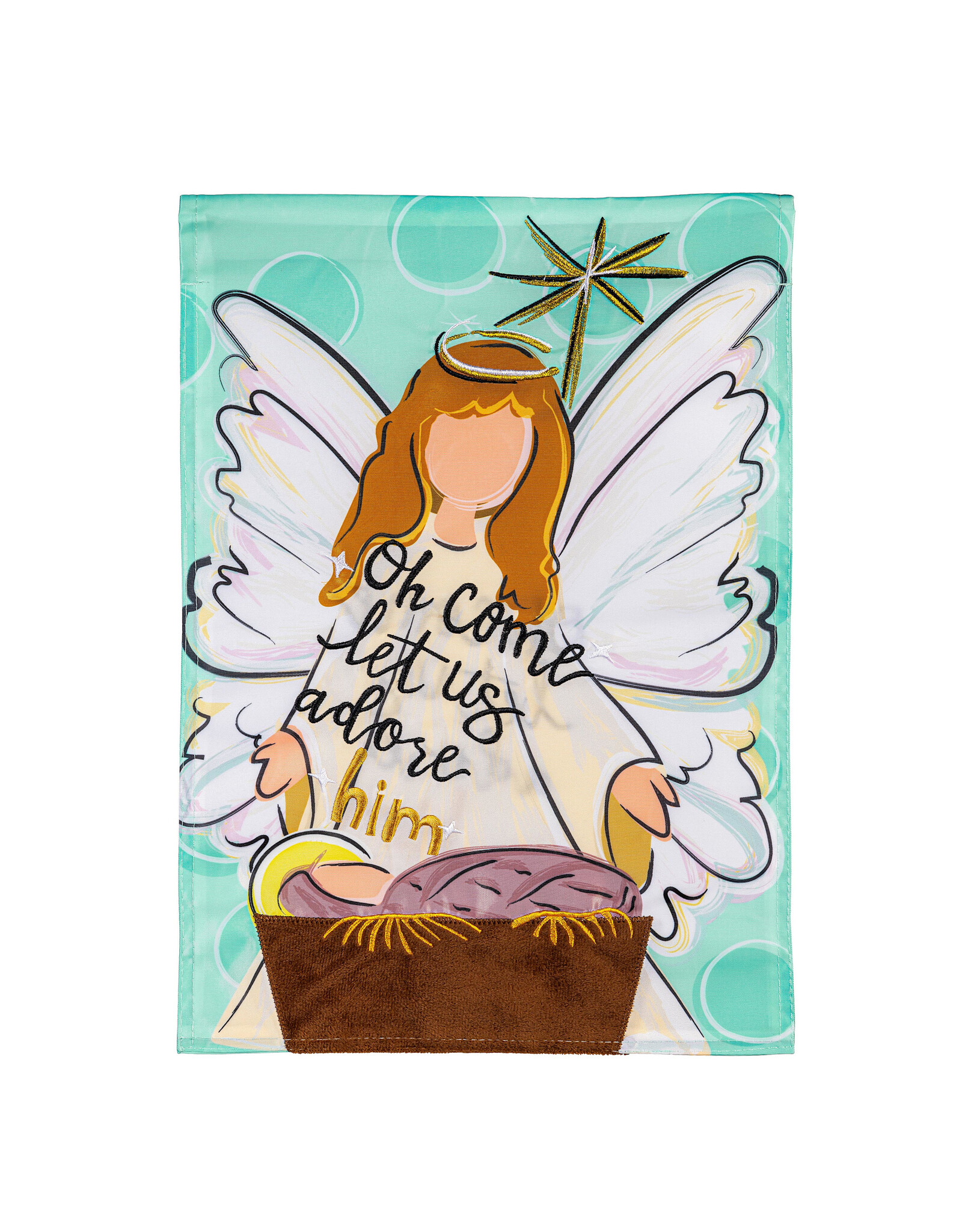 Evergreen Enterprises Oh Come Let Us Adore Him Applique Garden Flag