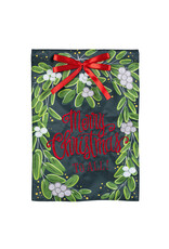 Evergreen Enterprises Merry Christmas Mistletoe Applique Garden Flag