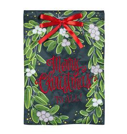 Evergreen Enterprises Merry Christmas Mistletoe Applique Garden Flag