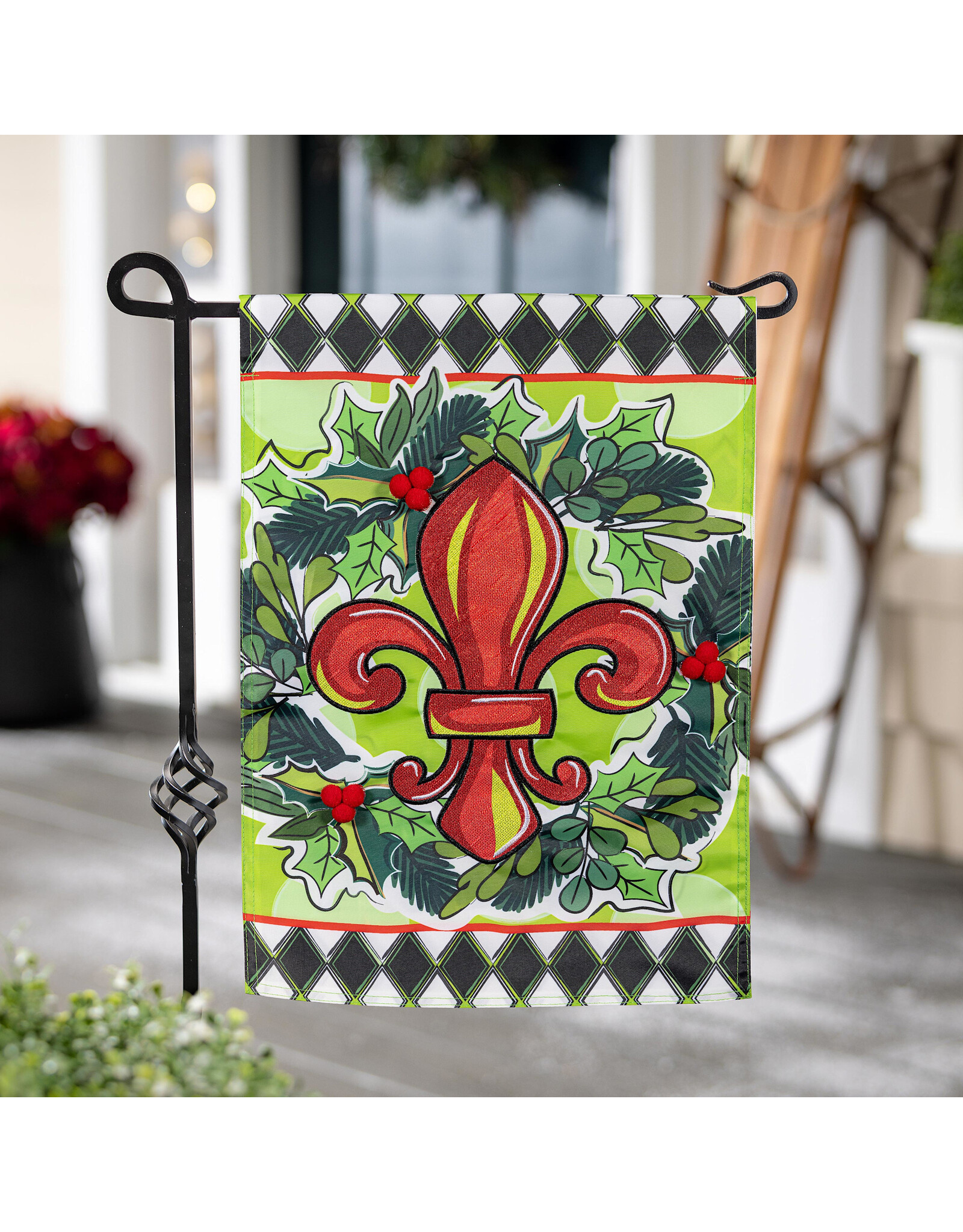 Evergreen Enterprises Holiday Fleur De Lis Applique Garden Flag