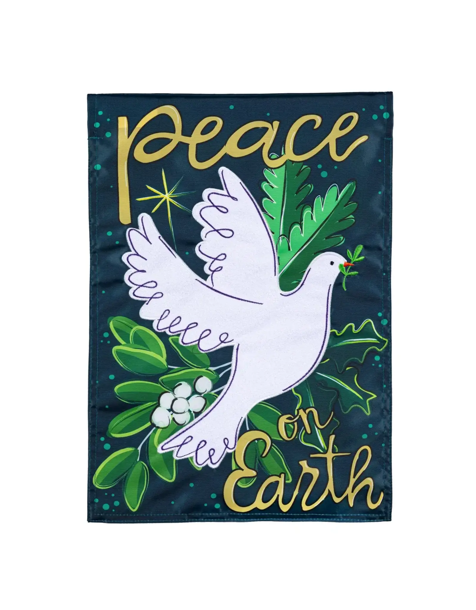 Evergreen Enterprises Peace On Earth Applique Garden Flag