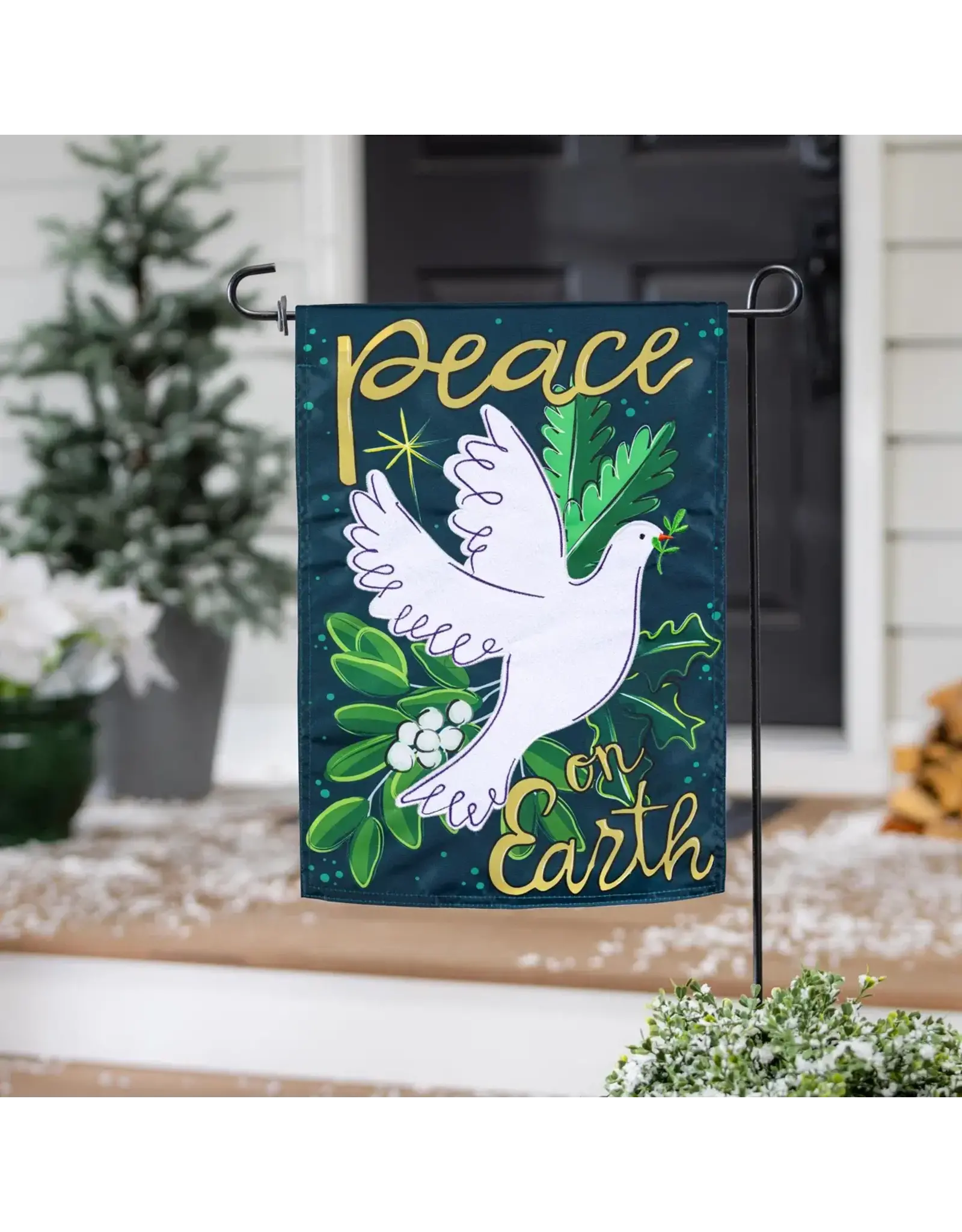 Evergreen Enterprises Peace On Earth Applique Garden Flag