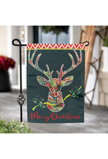 Evergreen Enterprises Patterned Reindeer Applique Garden Flag