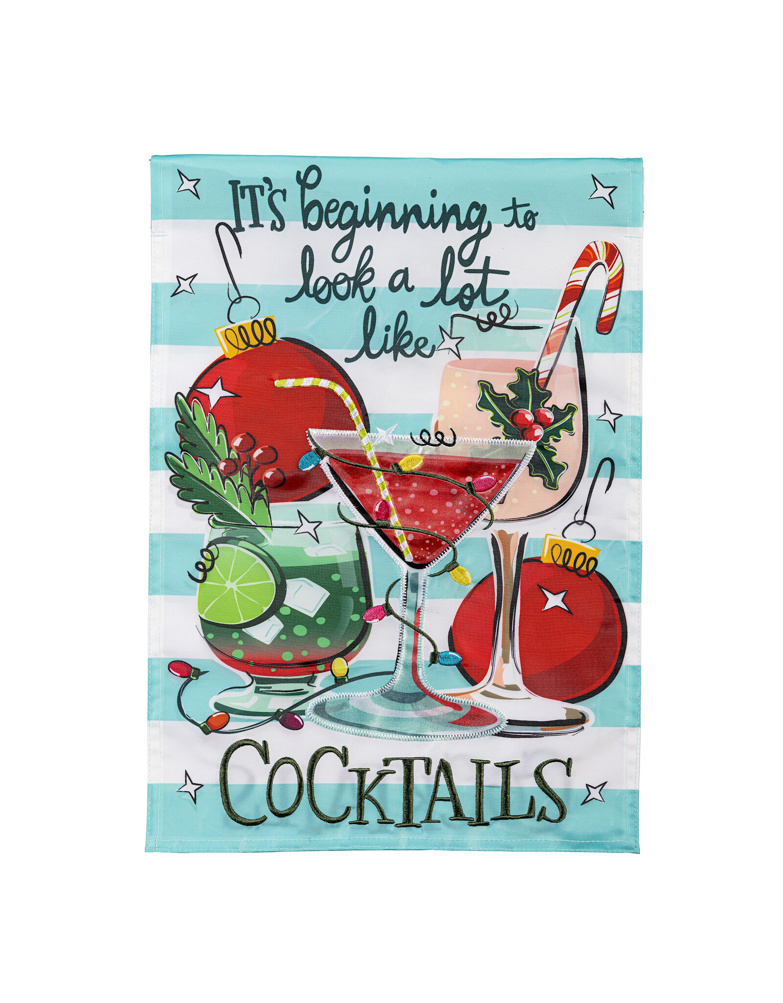 Evergreen Enterprises Christmas Cocktail Applique Garden Flag