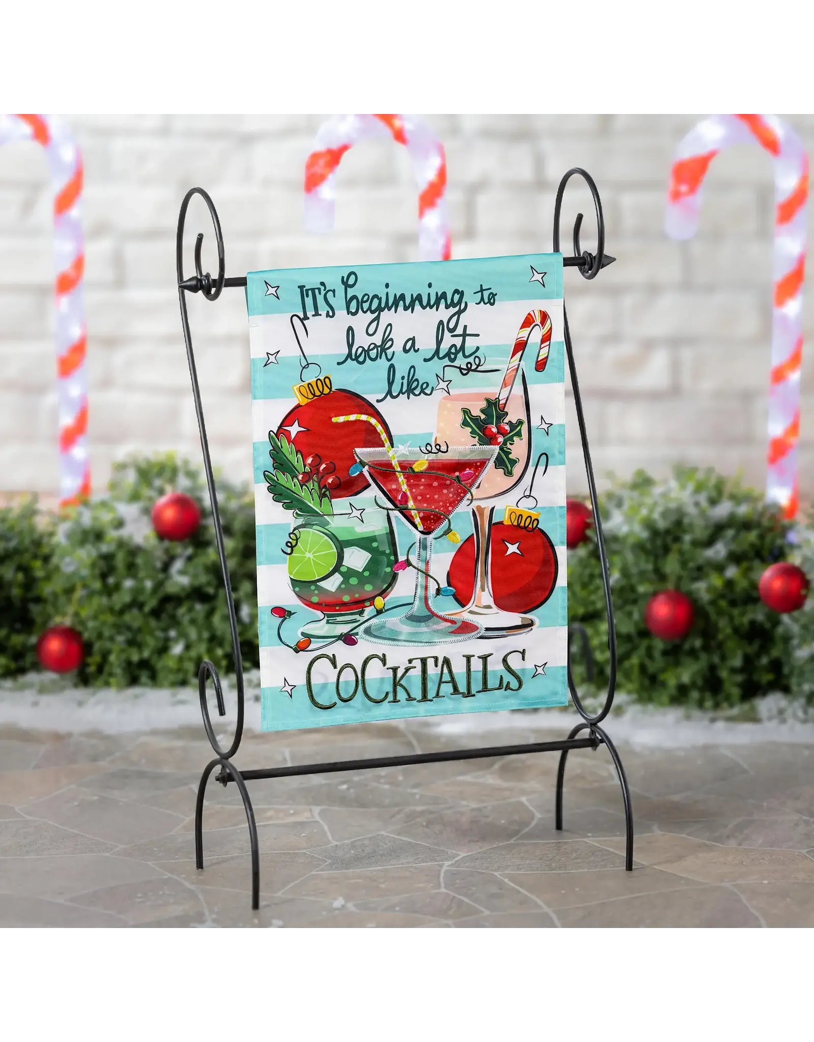 Evergreen Enterprises Christmas Cocktail Applique Garden Flag
