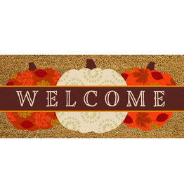 Evergreen Enterprises Welcome Fall Pumpkins Flocked Coir Sassafras Switch Mat