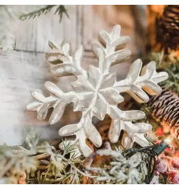 Wholesale Home Decor/Faire Whitewashed Wooden Snowflake 7x7in