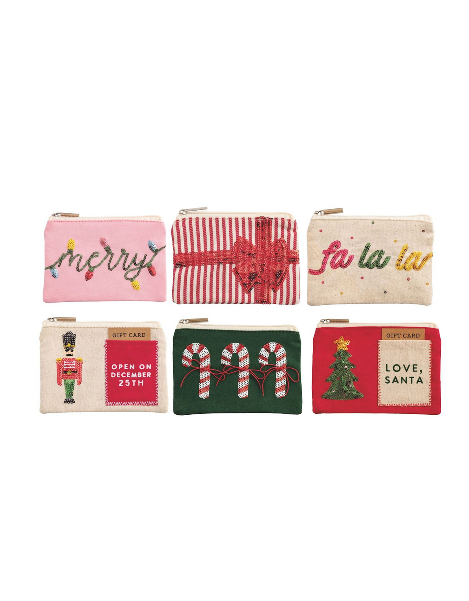 Mud Pie Christmas Sequin Zip Pouches