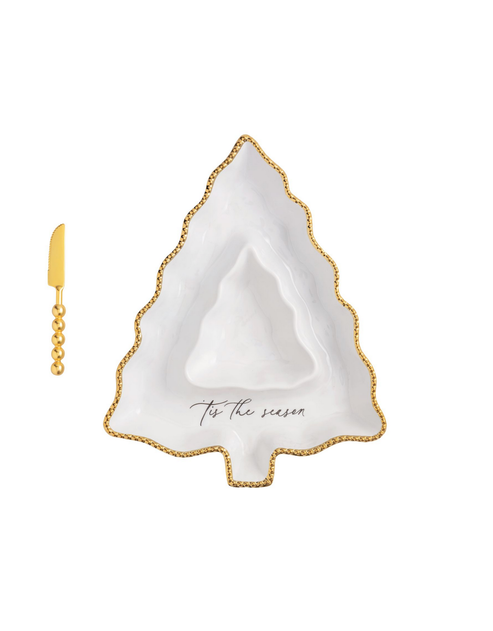 Mud Pie Gold Edge Tree Chip & Dip Set