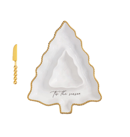 Mud Pie Gold Edge Tree Chip & Dip Set