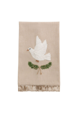 Mud Pie Dove White Christmas Embroidered Towel