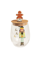 Mud Pie Gingerbread Nutcracker Wine Glass & Stopper Set