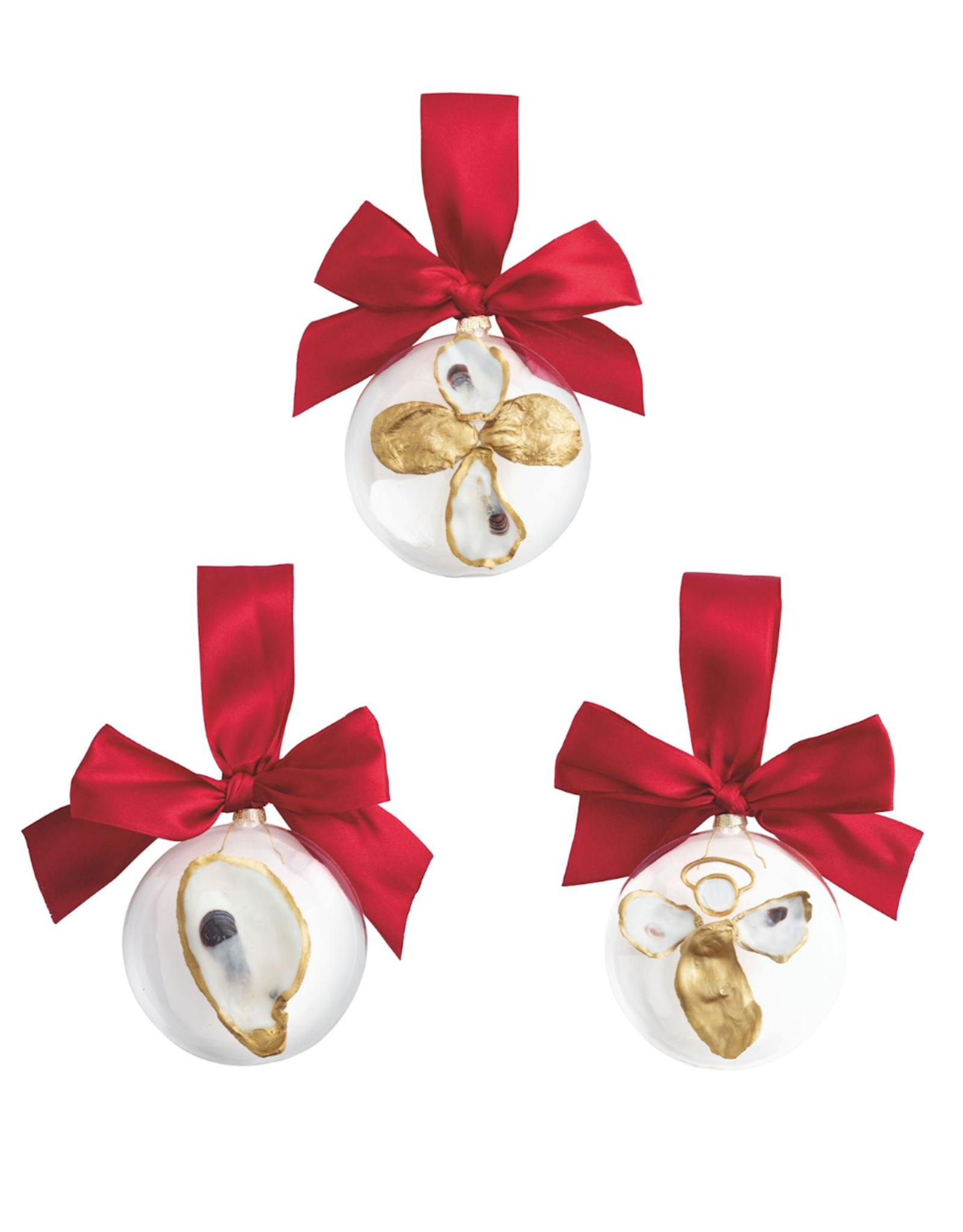 Mud Pie Flat Glass Oyster Ornaments