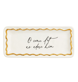 Mud Pie Oh Come Gold Edge Sentiment Tray