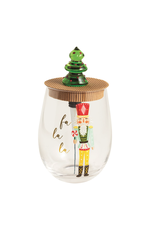 Mud Pie Tree Nutcracker Wine Glass & Stopper Set