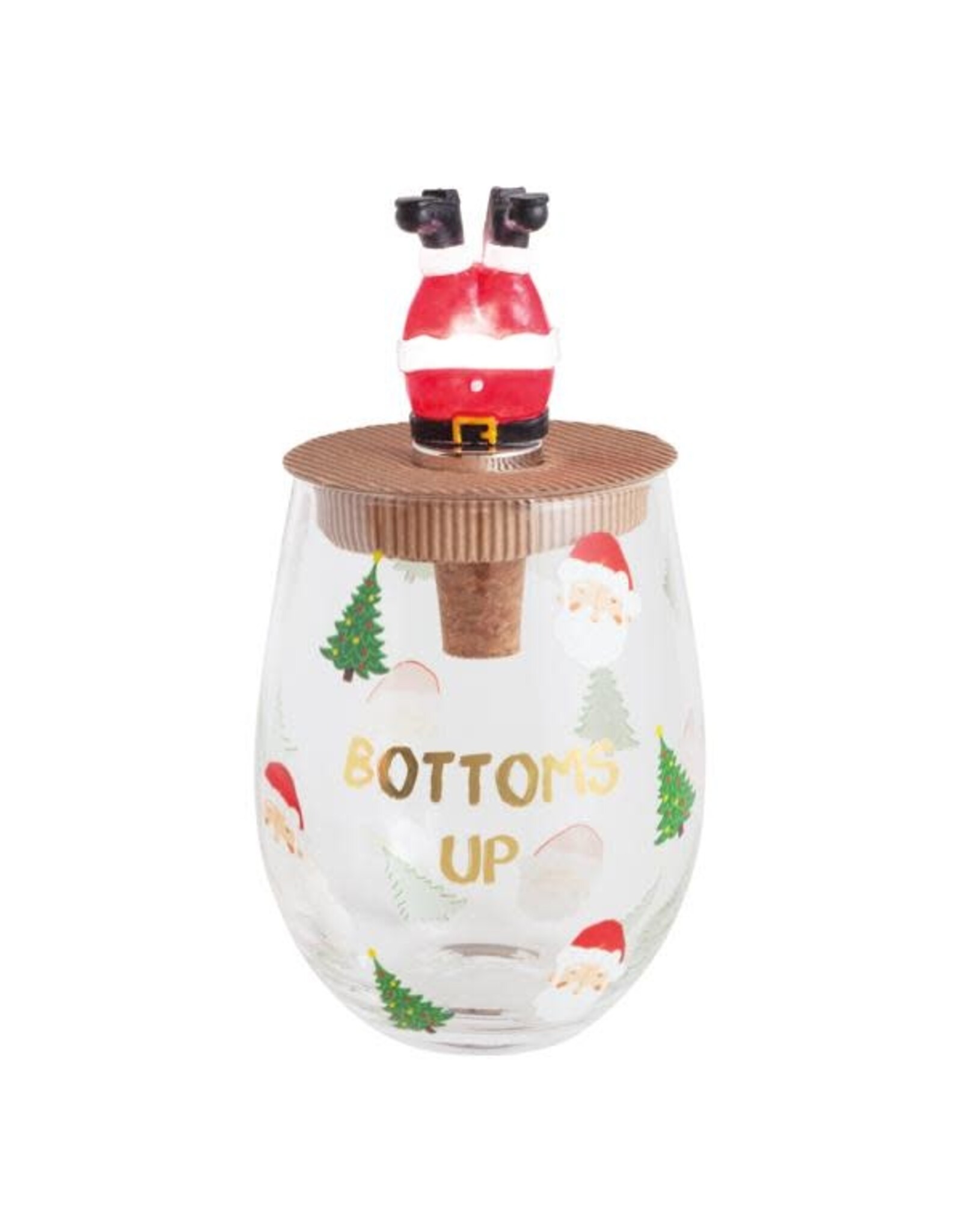 Mud Pie Bottoms Up Glass & Light-Up Stopper Set