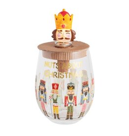 Mud Pie Nuts About Christmas Glass & Ligh-Up Stopper Set