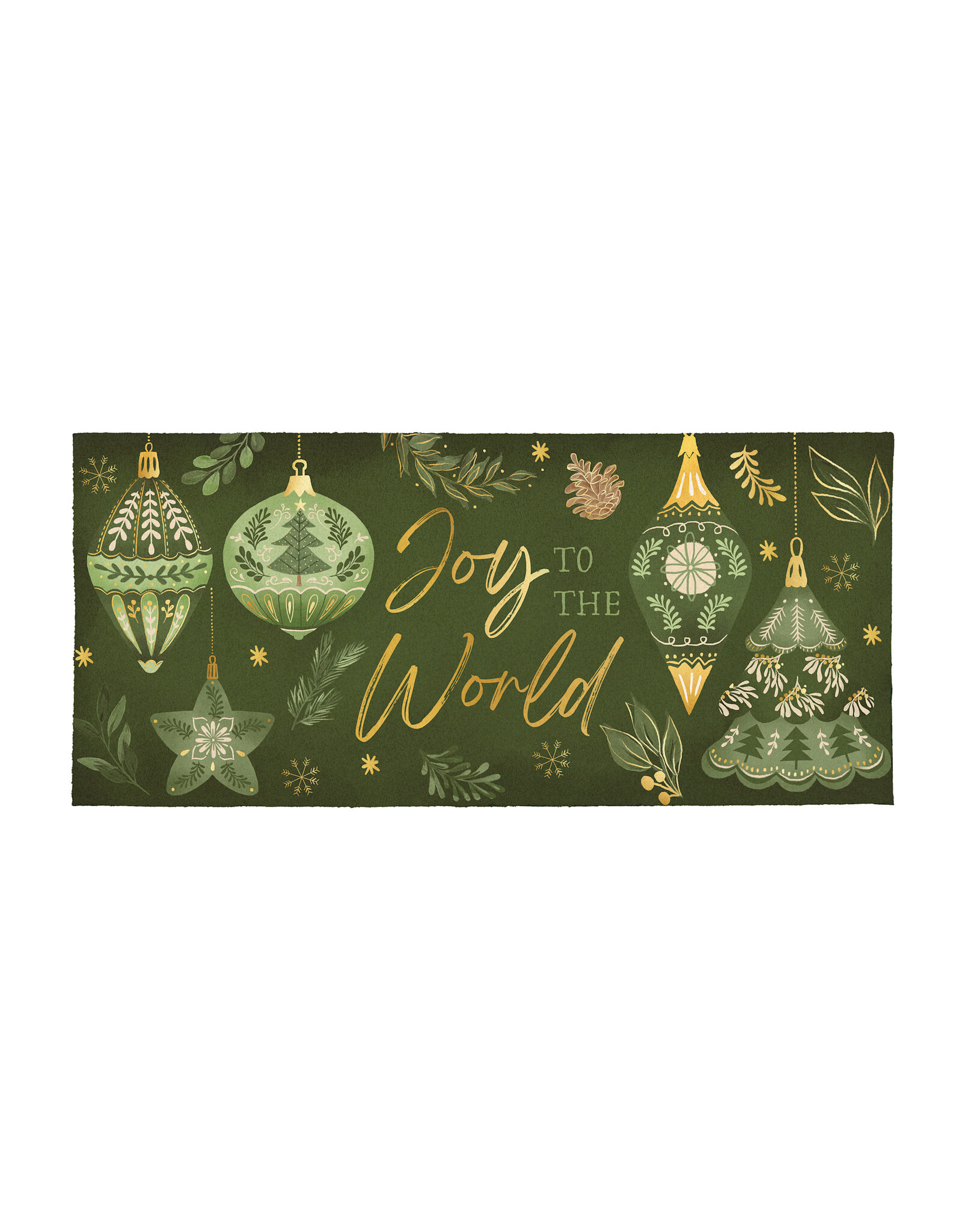 Evergreen Enterprises Shades of Green Flcoked Coir Sassafras Mat, "Joy To The World"