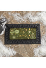 Evergreen Enterprises Shades of Green Flcoked Coir Sassafras Mat, "Joy To The World"