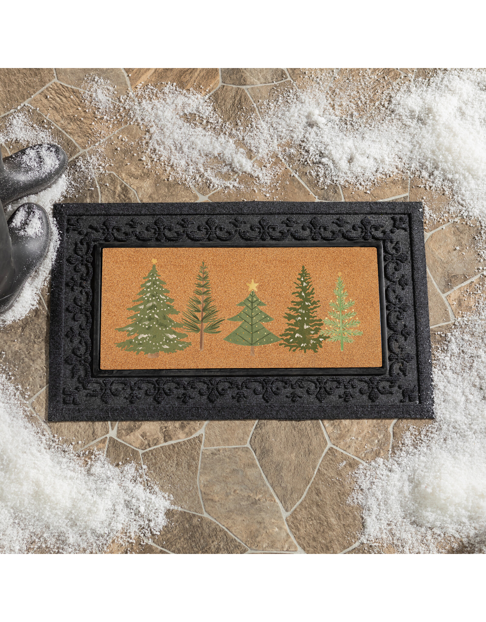 Evergreen Enterprises Shades of Green Flcoked Coir Sassafras Mat