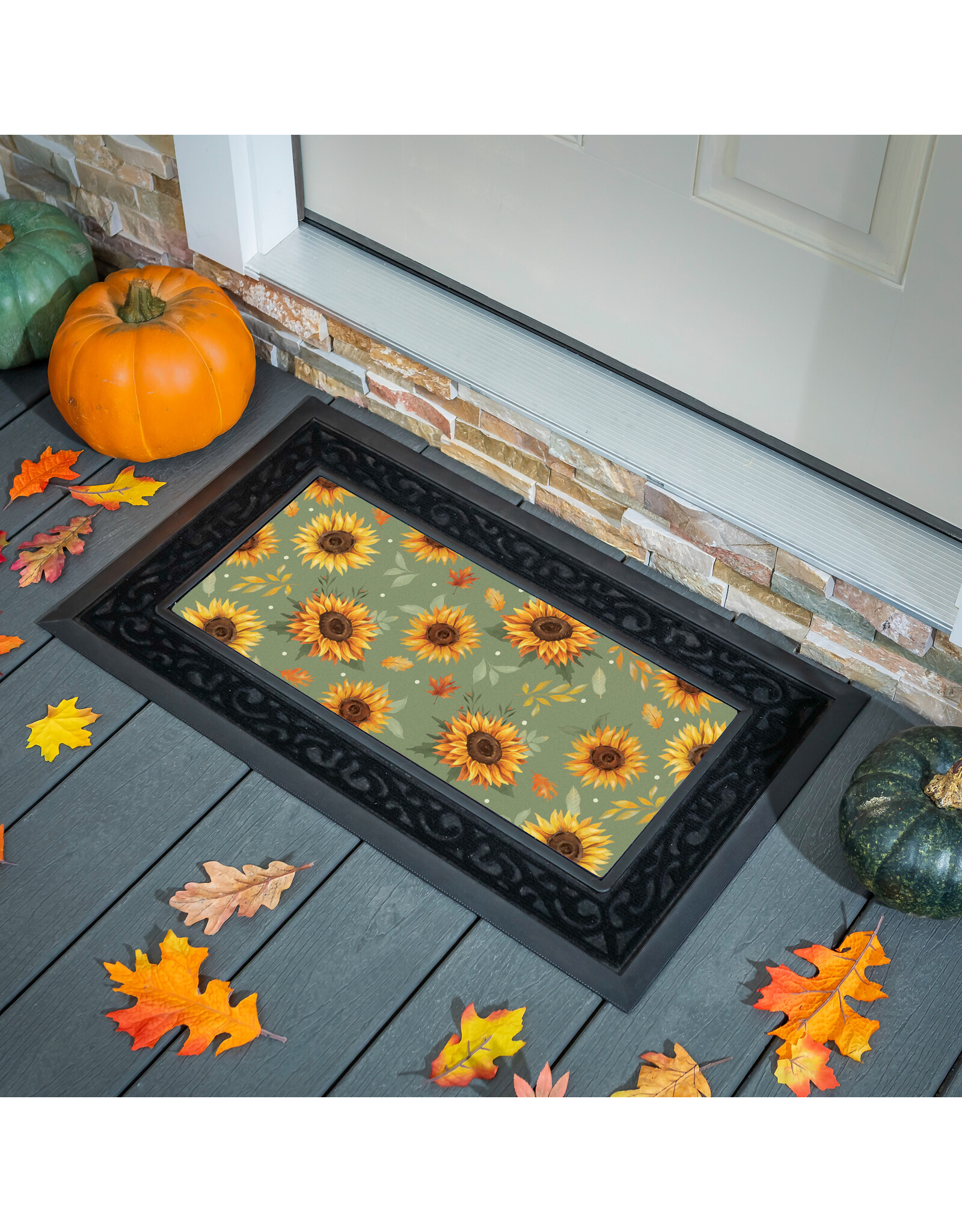 Evergreen Enterprises Grateful Gatherings SunflowerFlocked Coir Sassafras Switch Mat