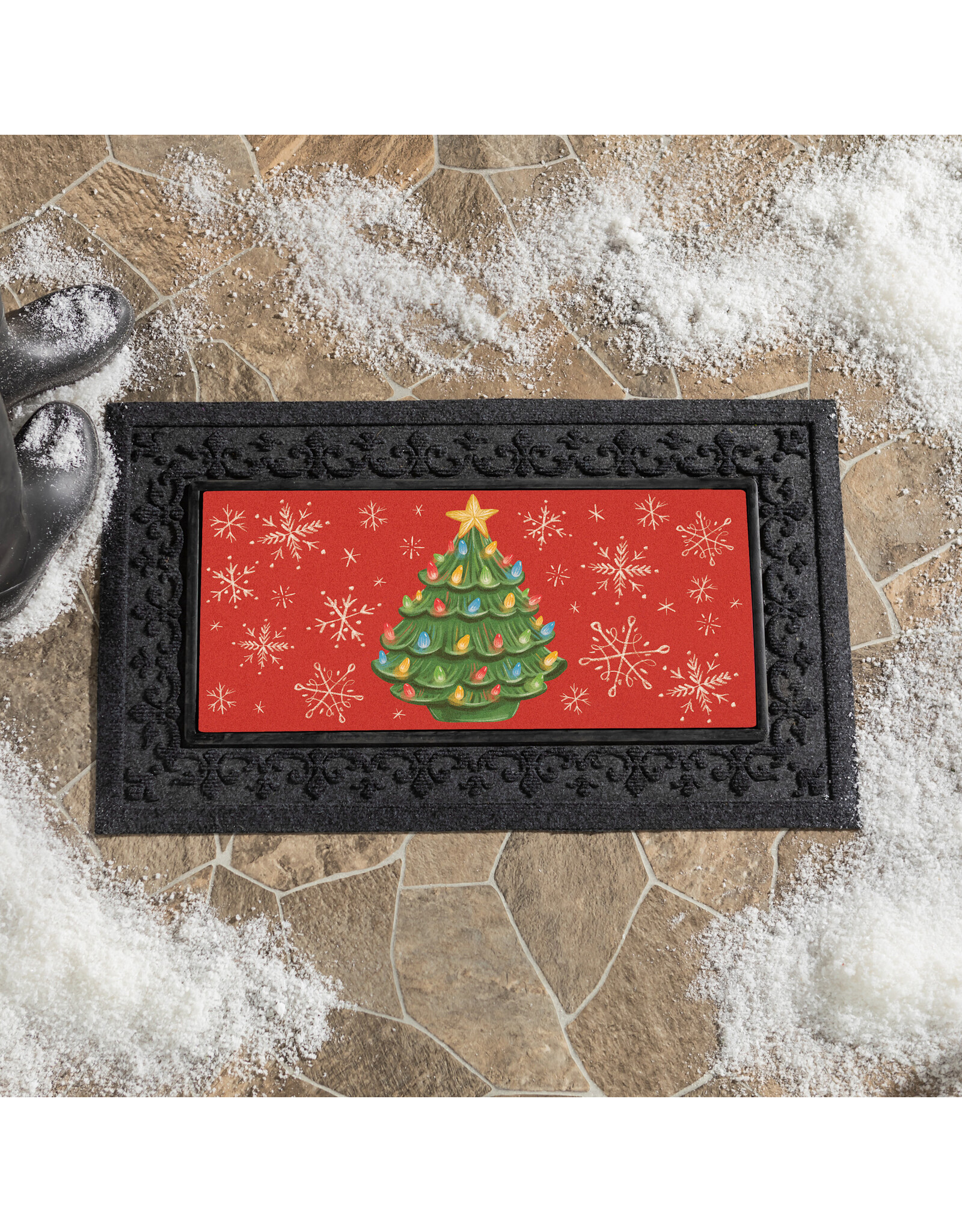 Evergreen Enterprises Joyful Traditions Nostalgia Christmas Tree Flocked Coir Sassafras Switch Mat