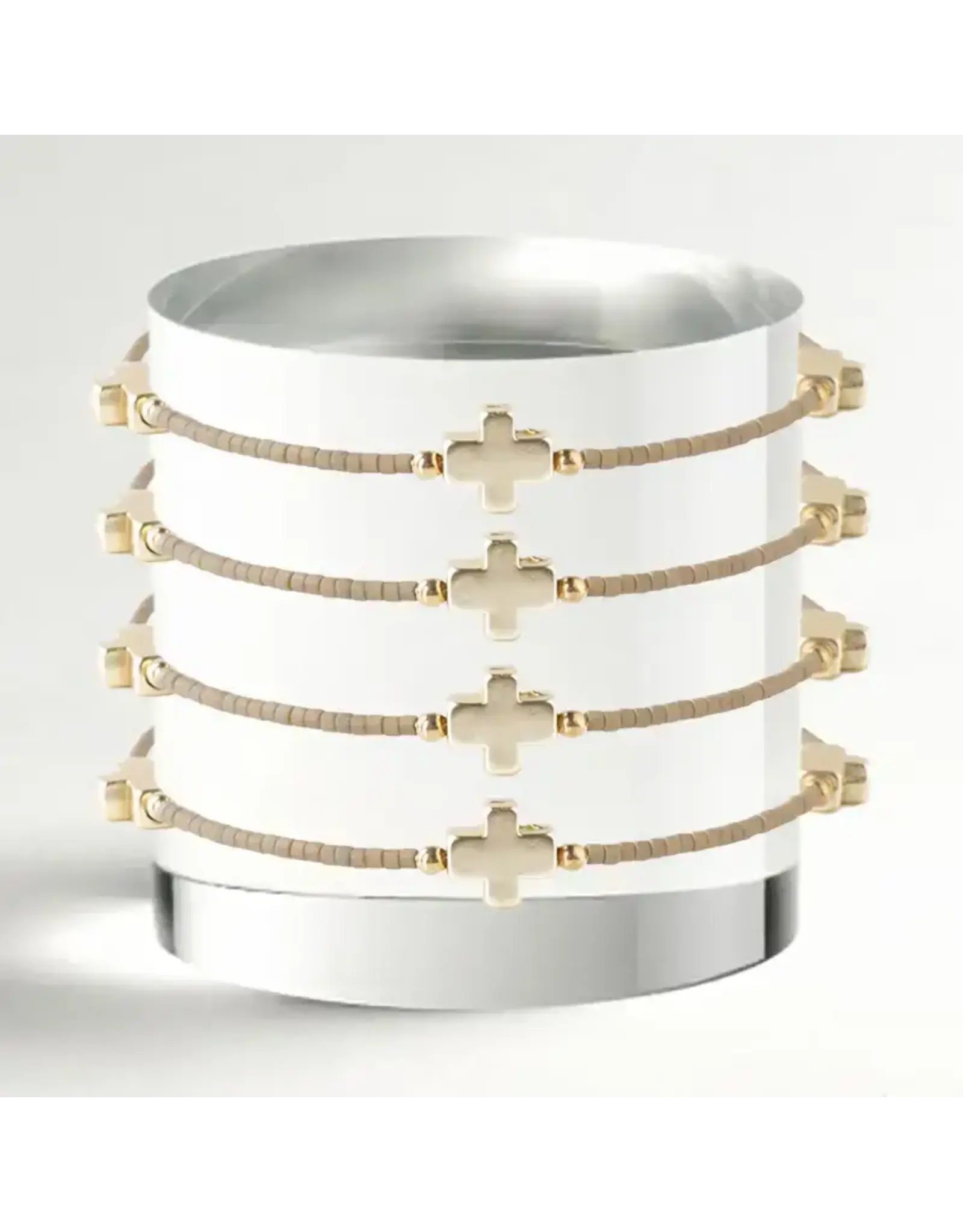 Lenny & Eva/Faire Faithful Cross Bangle - Mocha