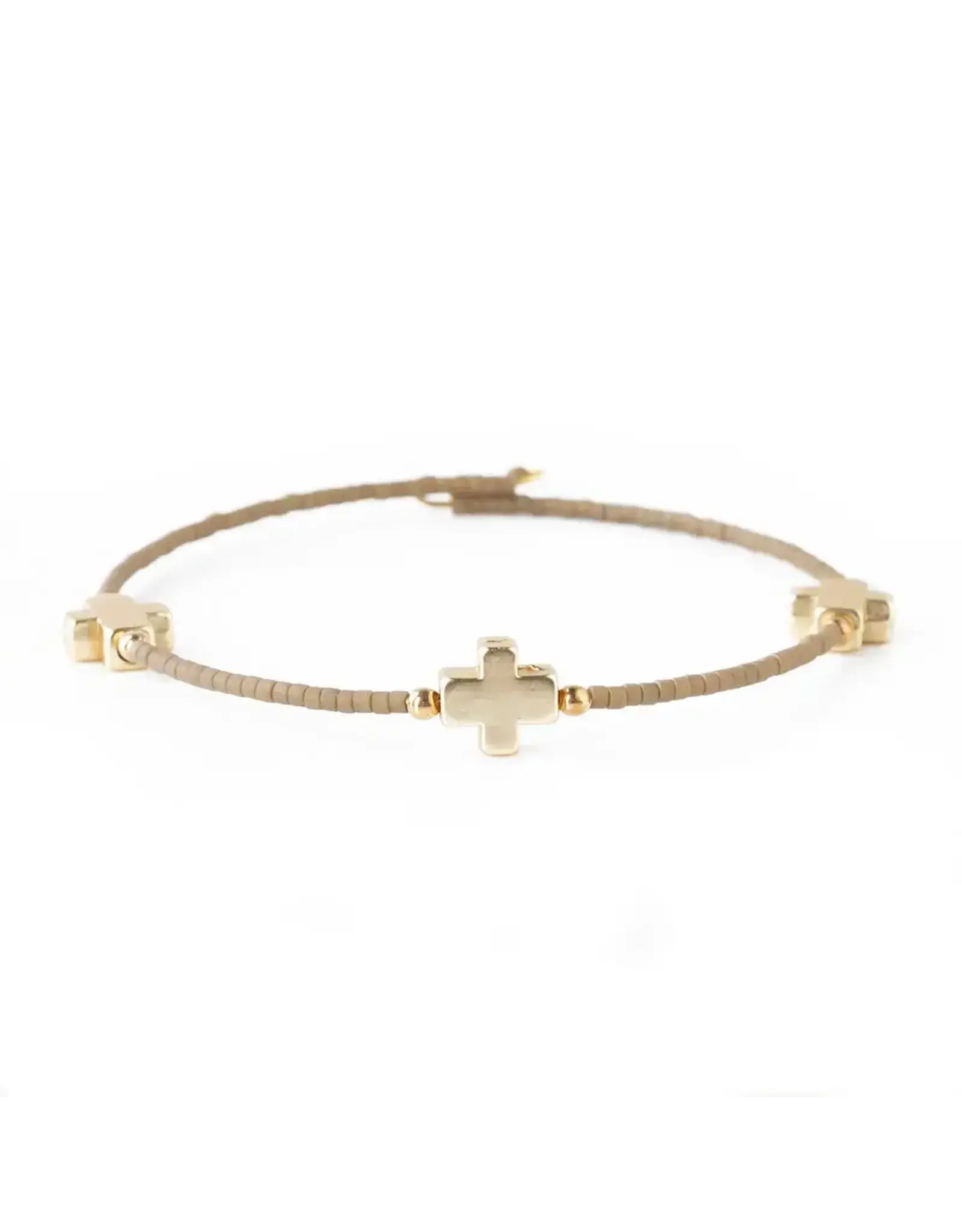 Lenny & Eva/Faire Faithful Cross Bangle - Mocha