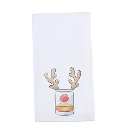 Barrel Down South/Faire Bourbon Glass Reindeer Tea Towel