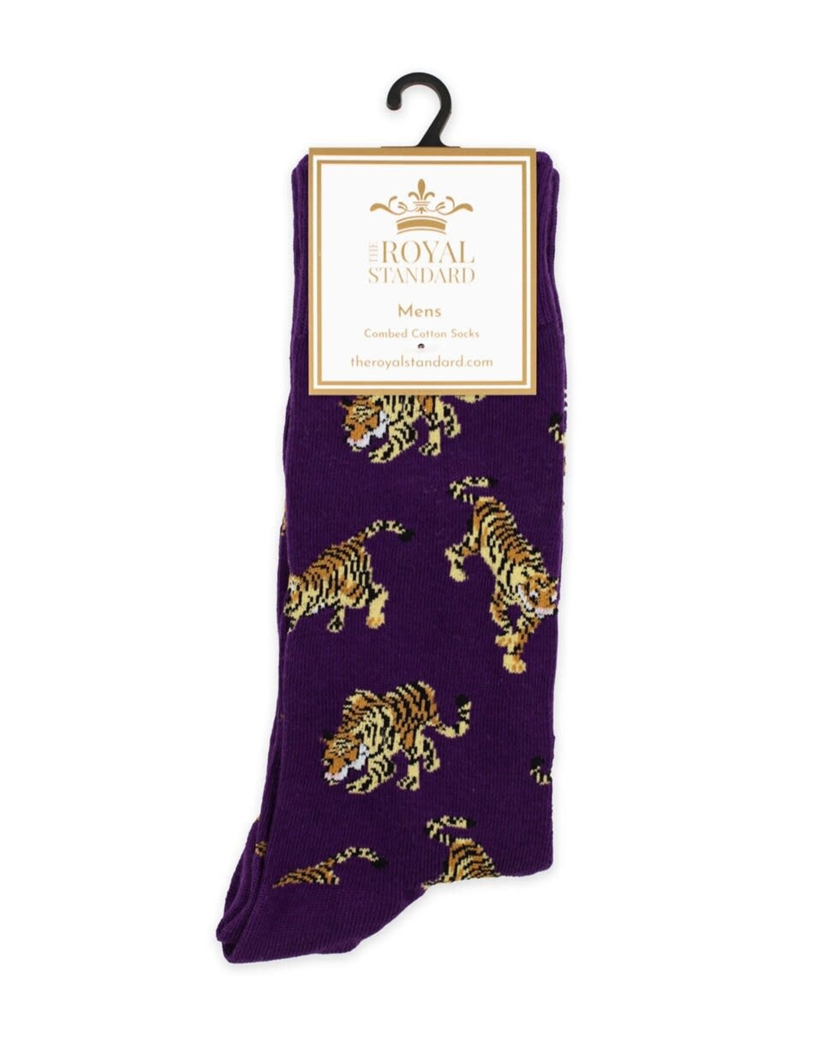 The Royal Standard Men's Go Get Em Tiger Socks in Purple/Gold