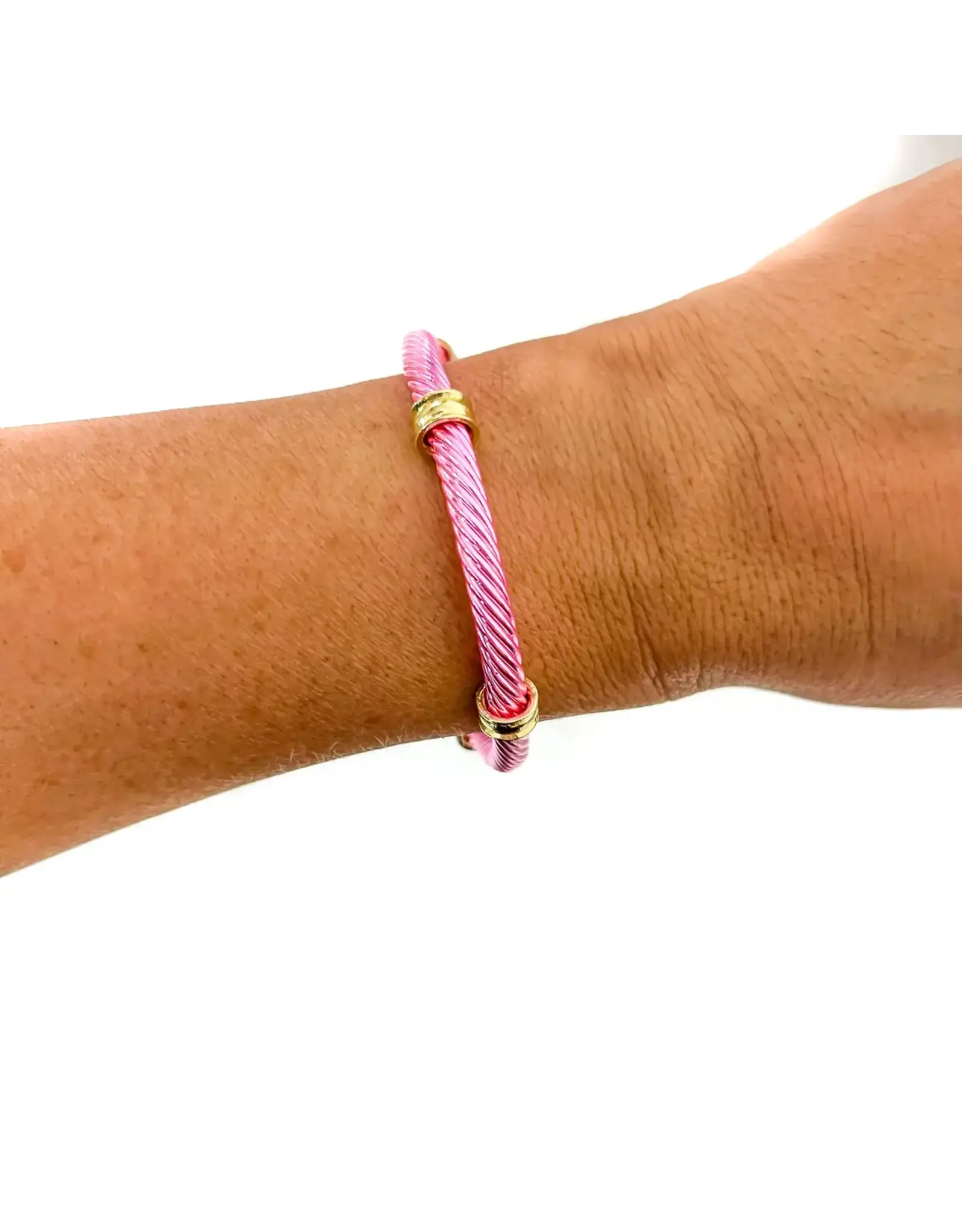 Savvy Bling/Faire Metallic Light Pink Cable Tube Stretch Bracelet