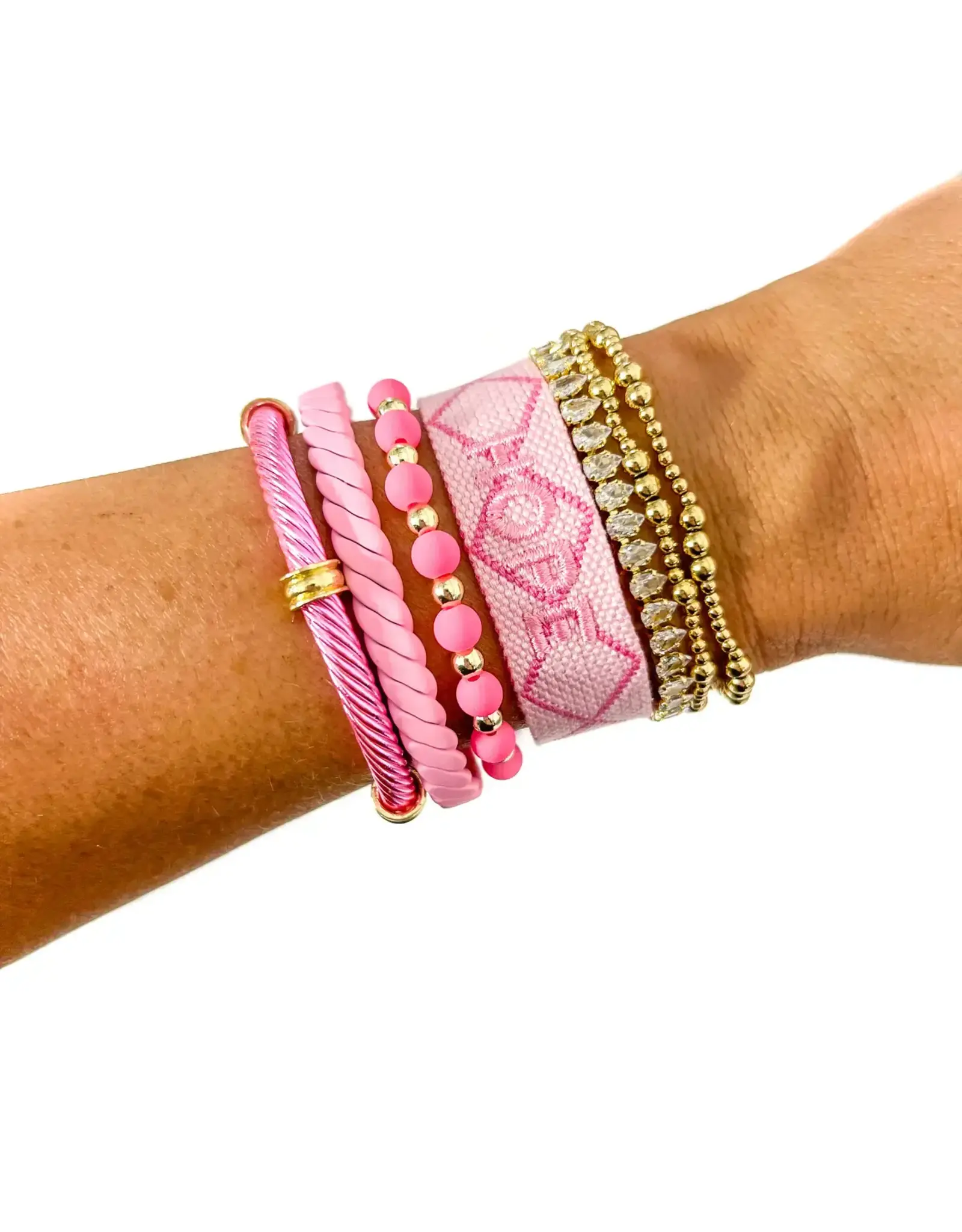 Savvy Bling/Faire Metallic Light Pink Cable Tube Stretch Bracelet
