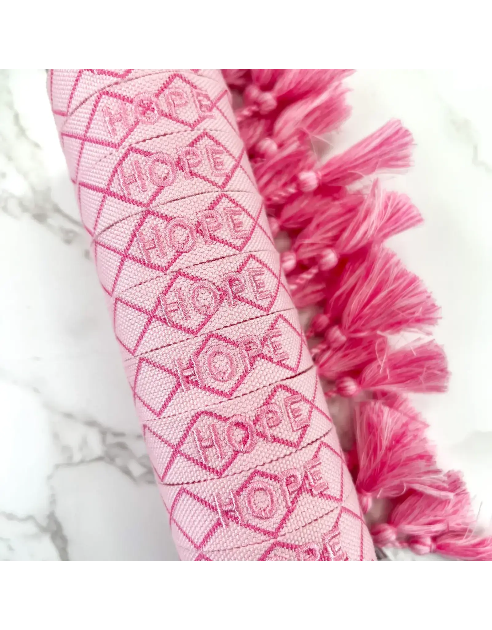 Savvy Bling/Faire Hope Pink Breast Cancer Awareness Embroidered Bracelet