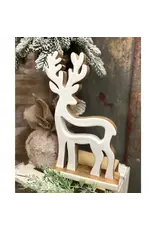 Wholesale Home Decor/Faire White Enamel Deer 13x8in