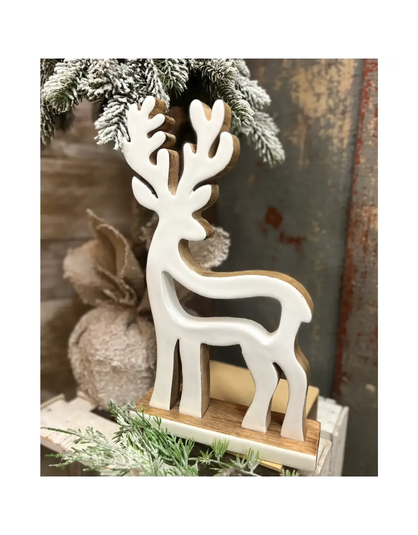Wholesale Home Decor/Faire White Enamel Deer 13x8in