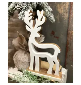 Wholesale Home Decor/Faire White Enamel Deer 13x8in