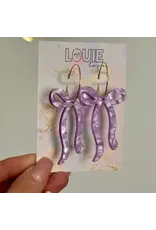 Louie Love Acrylic Purple Bow Hoop Earrings